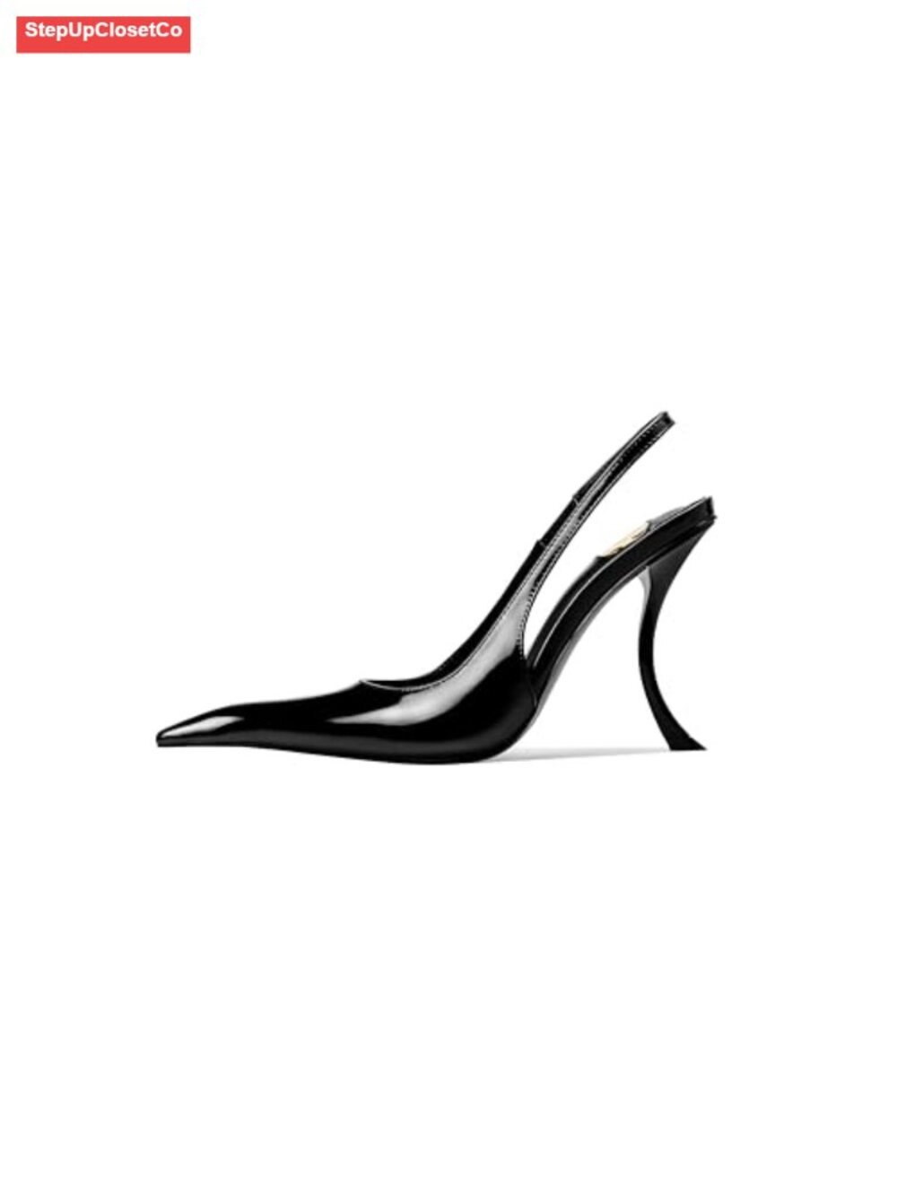 Stiletto High Heel Slingbacks Patent Leather Pointed Toe Pumps Slip On Heels